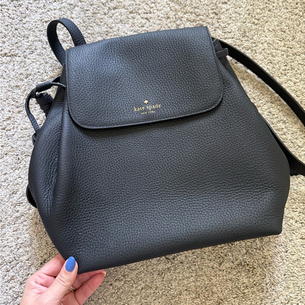 Kate Spade • Black Leather Backpack - Picture 1 of 3